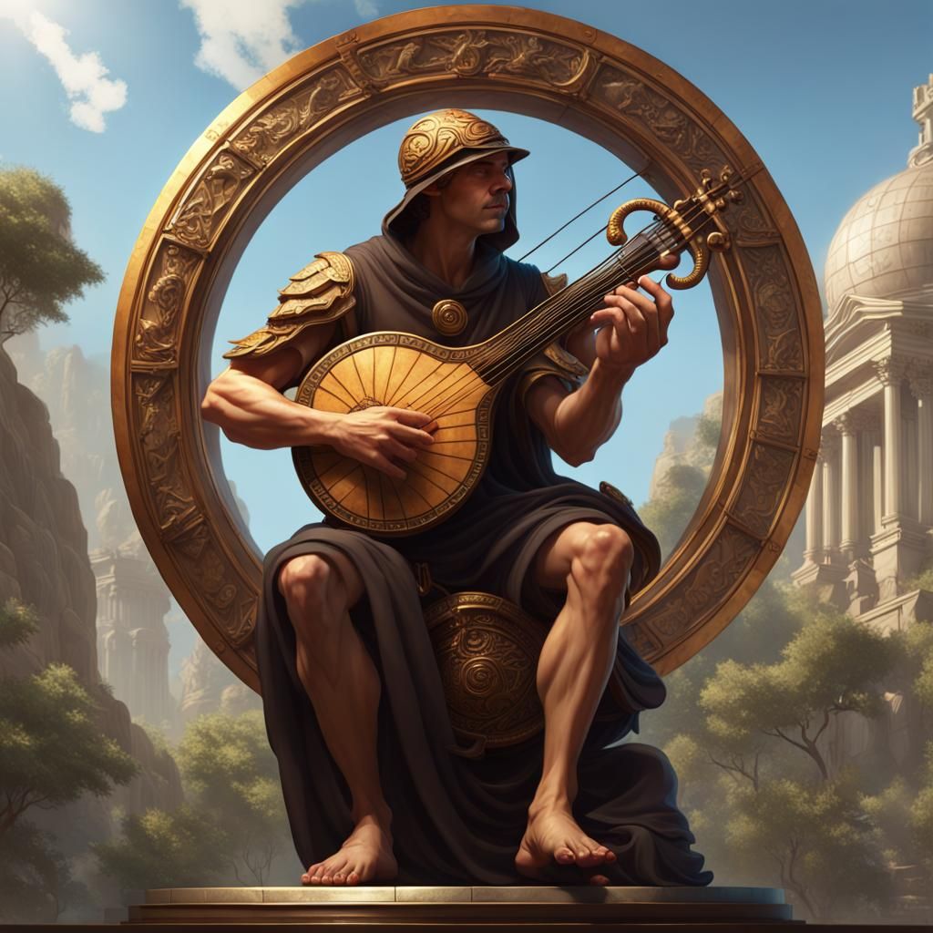 Hermes Plays Lyre: Dark Fantasy Concept Art