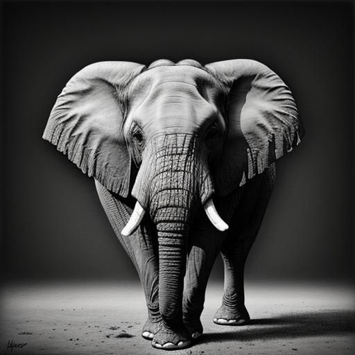 Hyperrealistic Charcoal Drawing of an Elephant