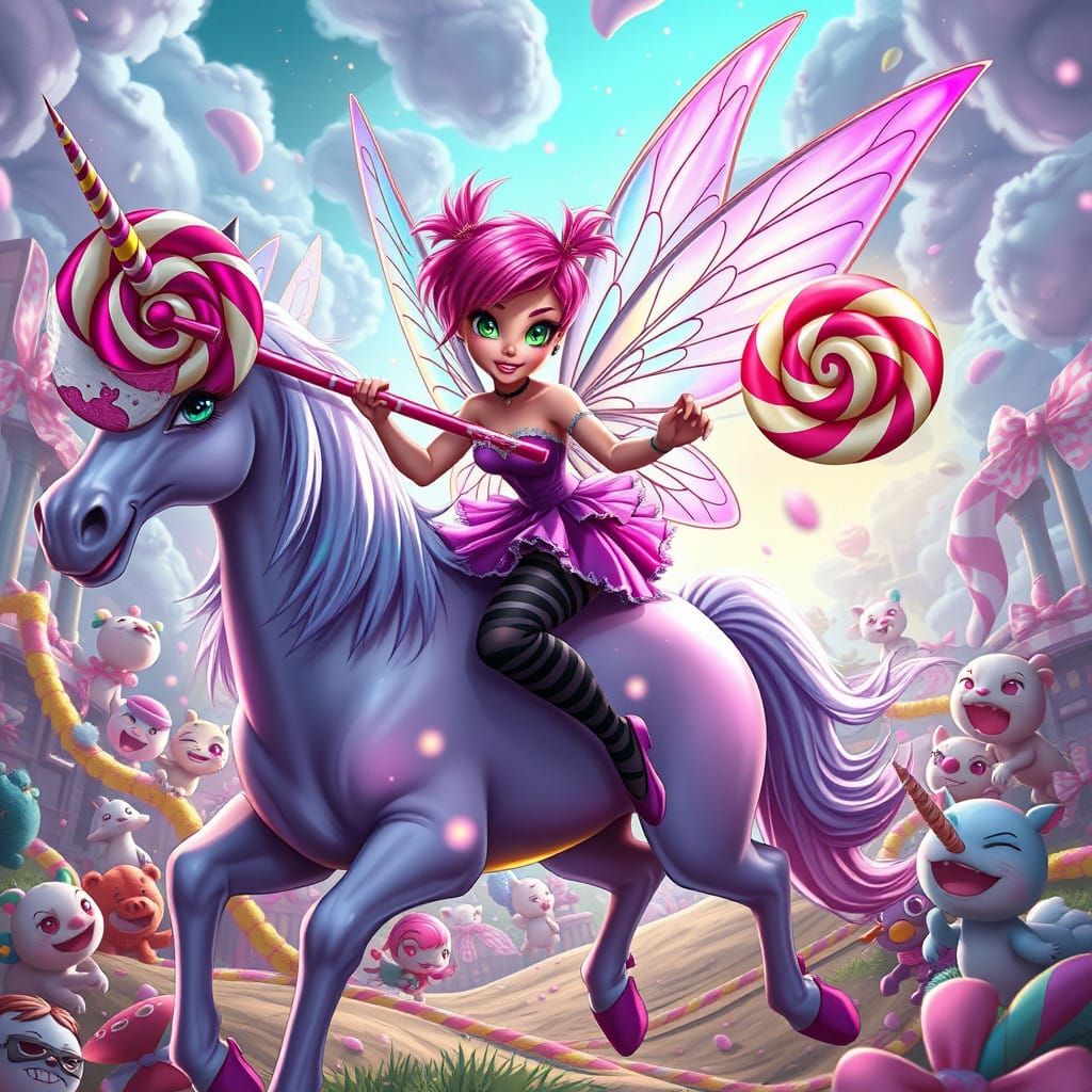 Whimsical Punk Fairy Conquers Dreamlike Candy Kingdom