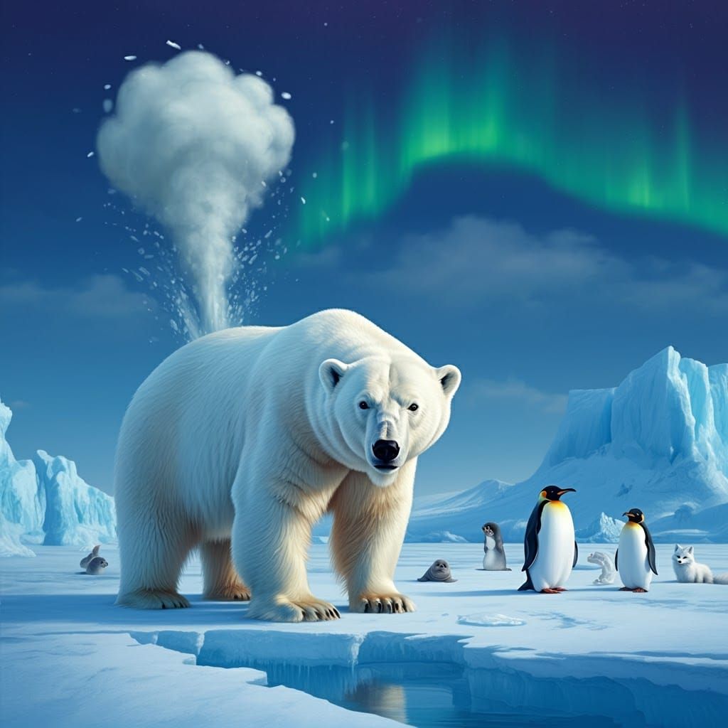 Polar Bear's Comedic Fart Sends Arctic Animals Wild