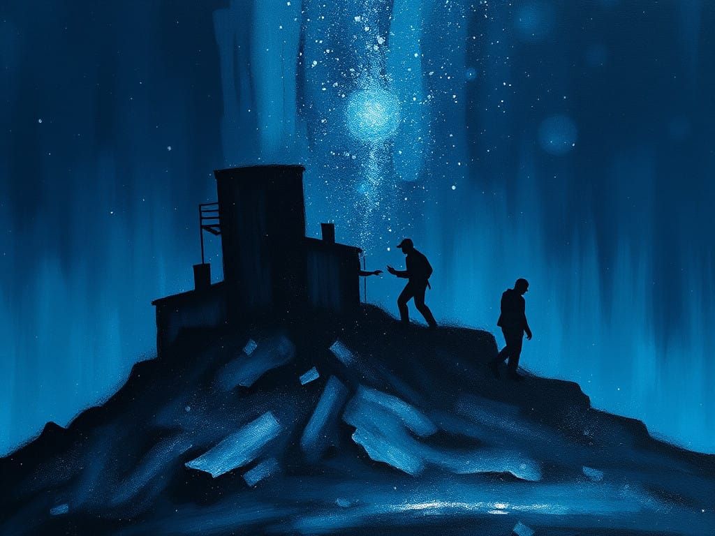 A Minimalist Starch Proverb in Deep Blues and Charcoal