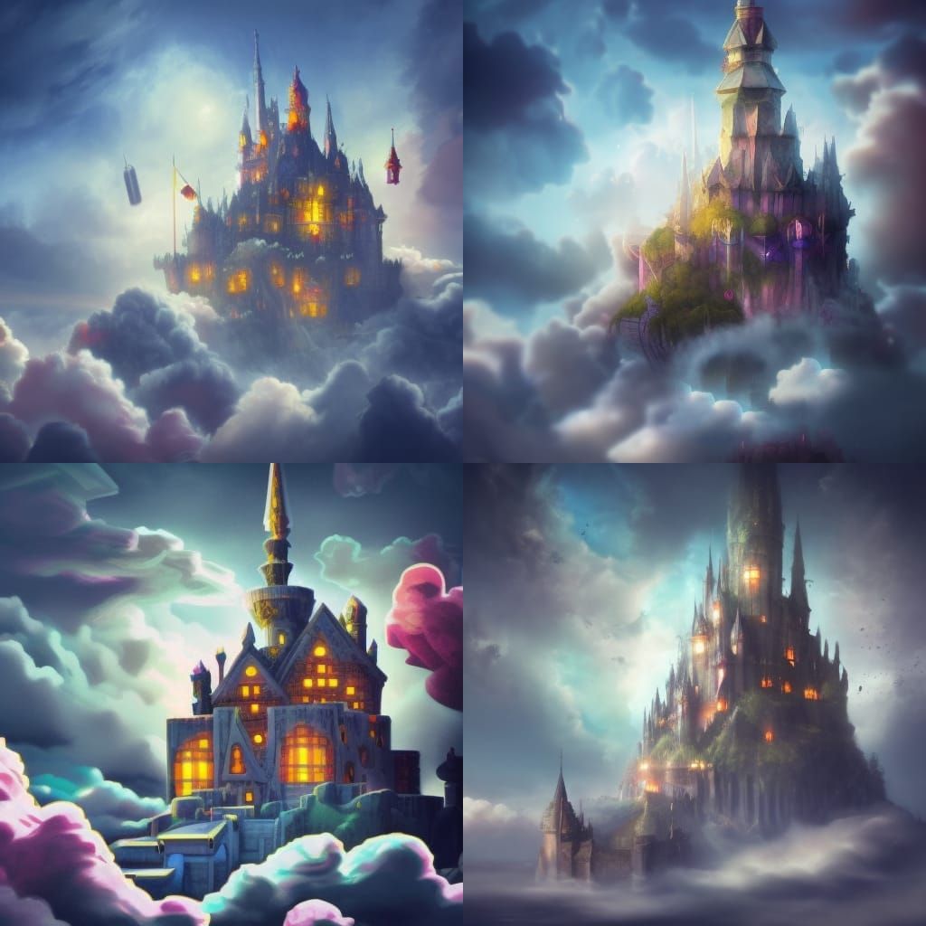Futuristic Castle in the Clouds: Splash Art