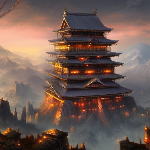 Inverted Tokyo Tower: Fantastical Matte Painting