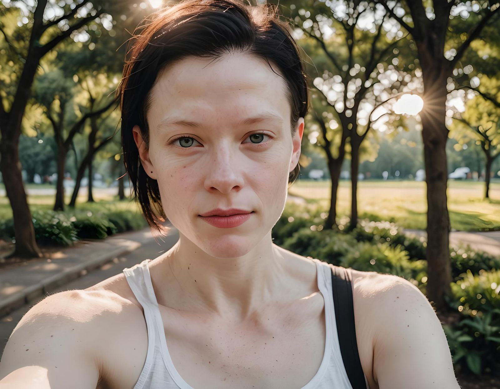 Albino Woman Selfie with Bokeh Effect