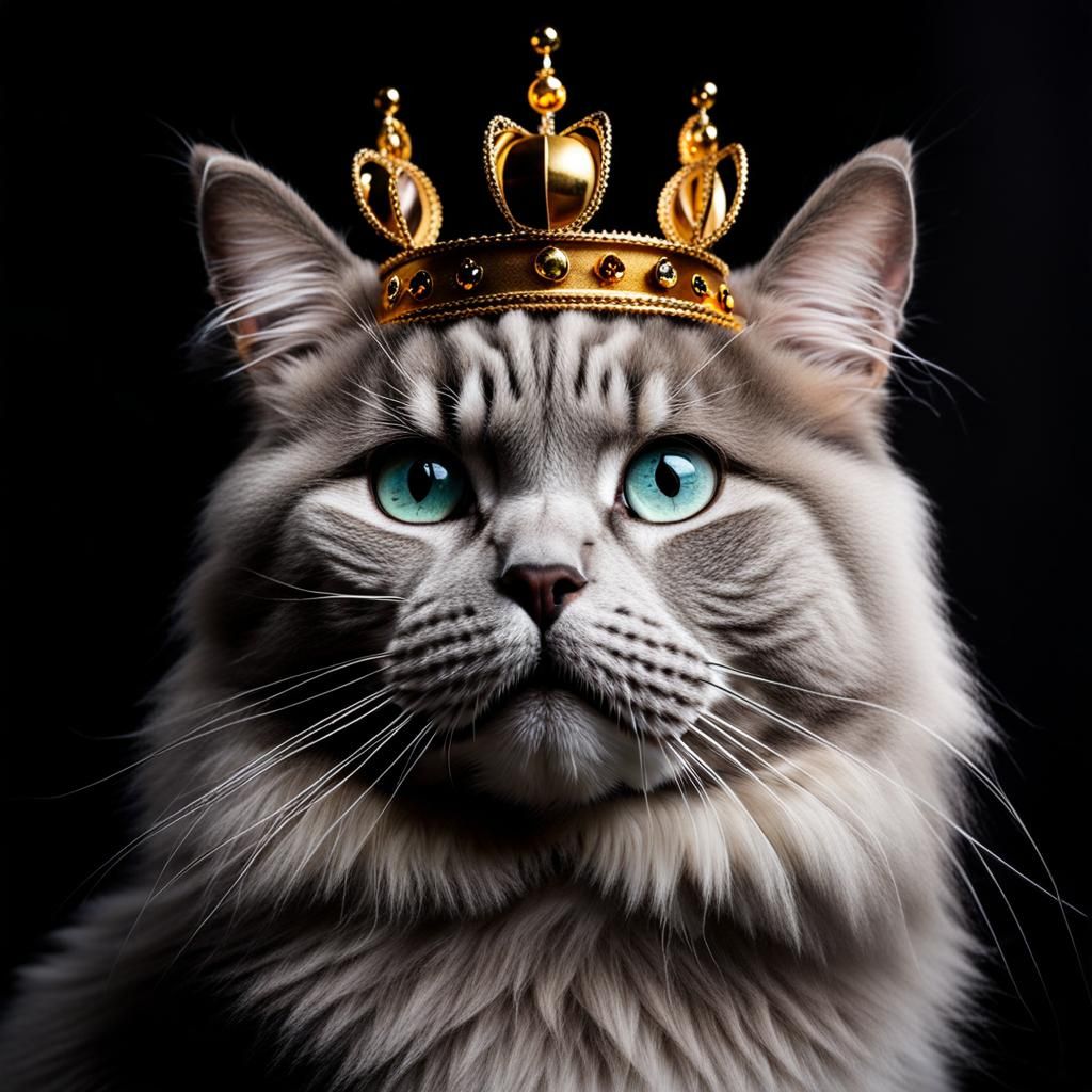 Halloween Siberian Cat King with Crown