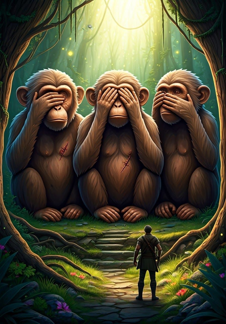 Mysterious Clay Monkeys Revealed in Forest Landscape