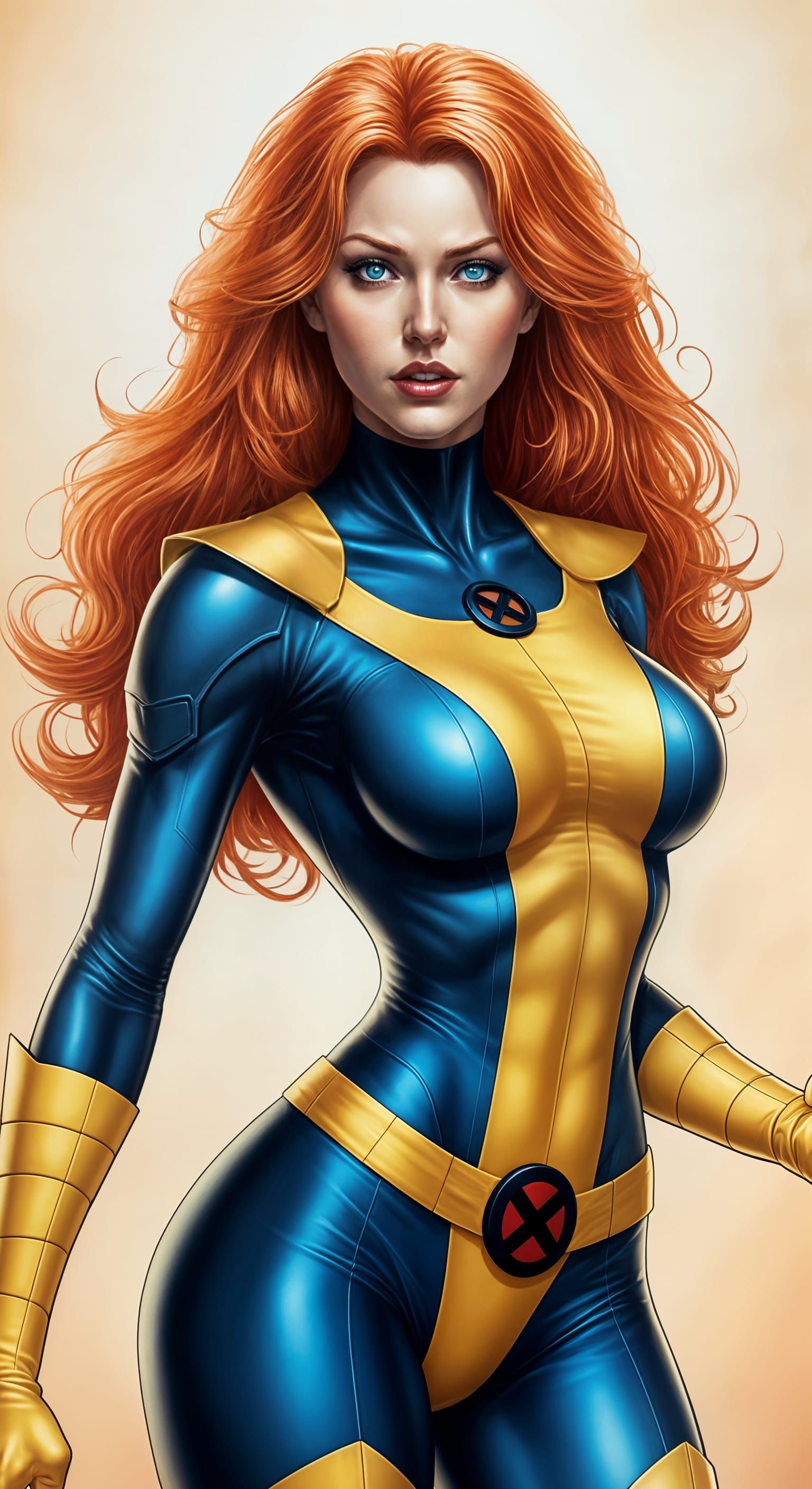 Jean Grey in Classic Comic Book Style