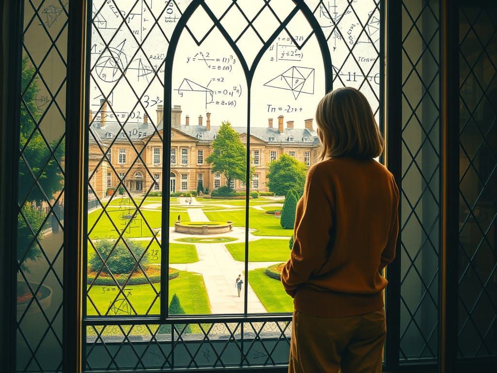 A Woman Contemplates Mathematics in a University Quad
