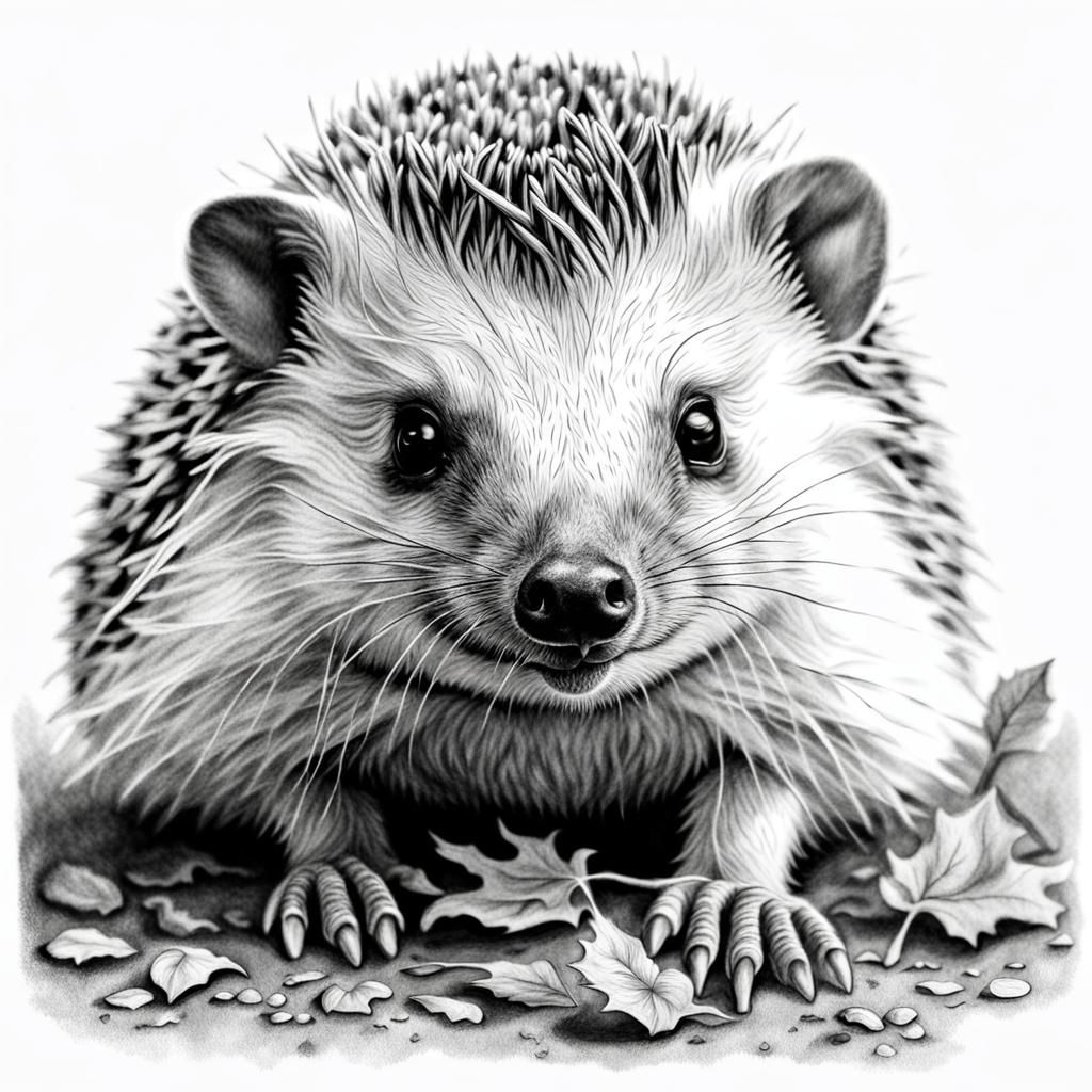 Cute Hedgehog Pencil Drawing for Nursery