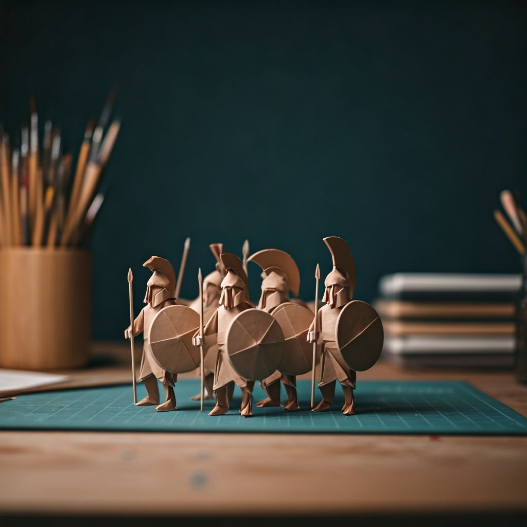 Minimalist Origami Hoplites in Phalanx Formation