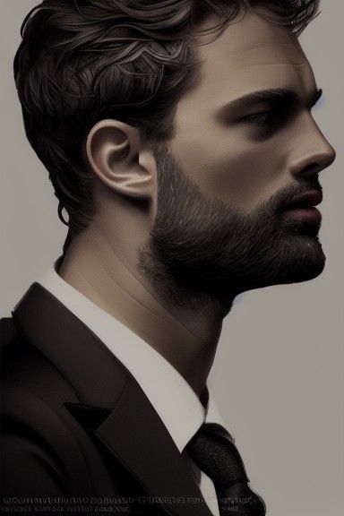 Christian Grey Portrait in Art Nouveau Style