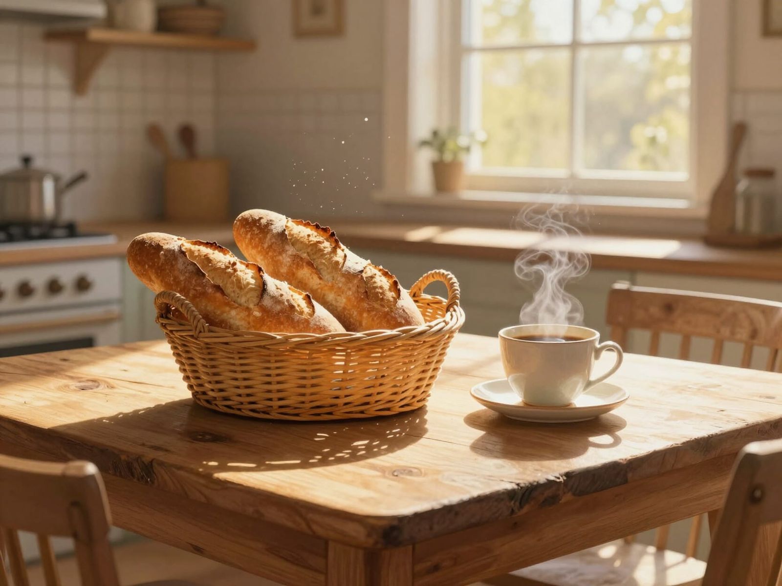 Cozy Breakfast Kitchen Scene in Warm Morning Light