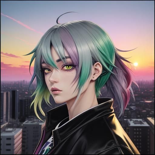 Frankie Stein in Anime-Style Monster High Cityscape