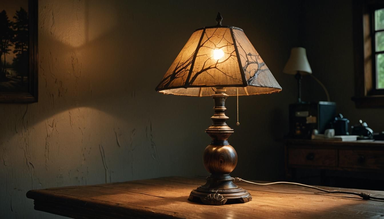 Illuminated Tree Branch Lamp in Hyperrealistic Digital Art