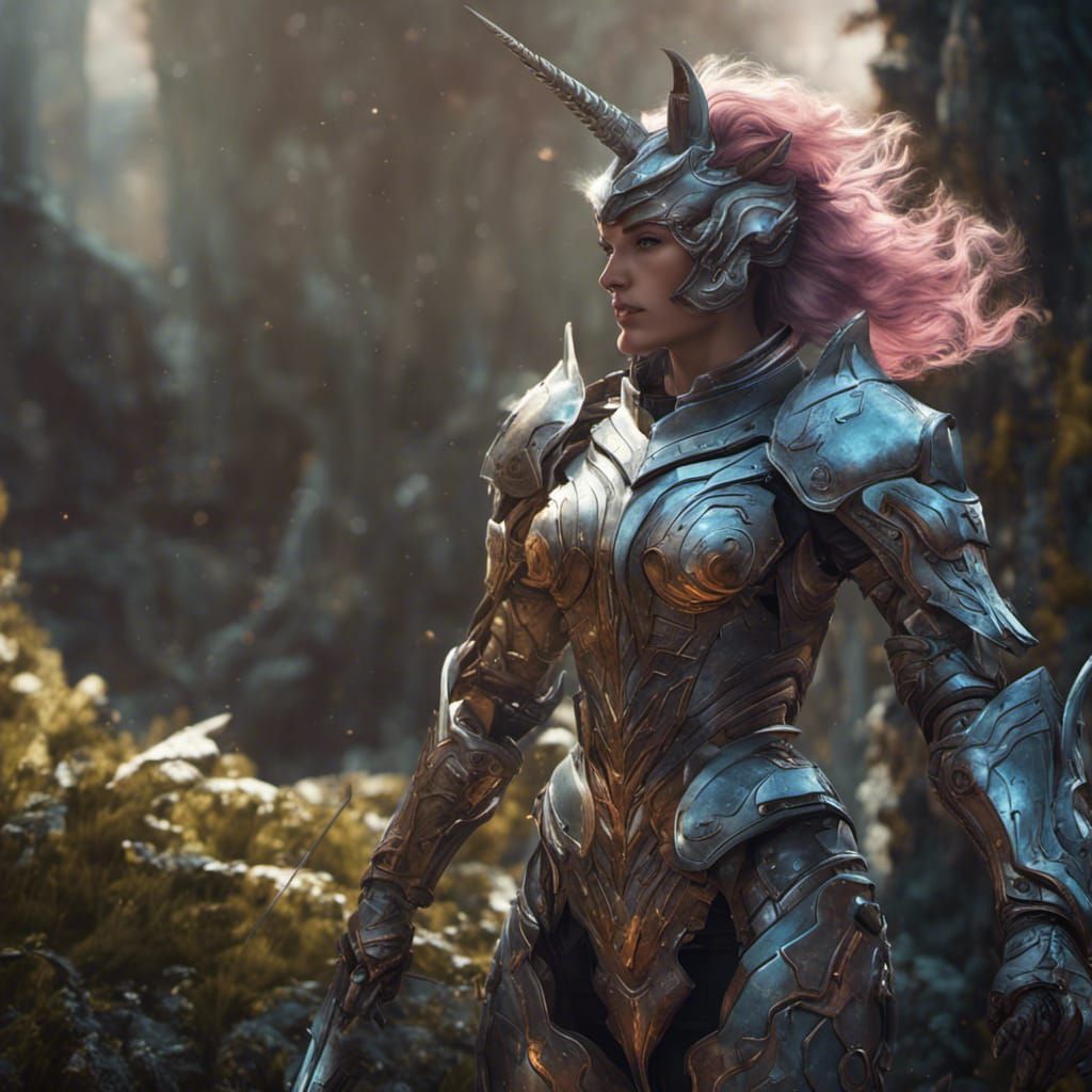 Armored Unicorn Girl: Fantasy Concept Art