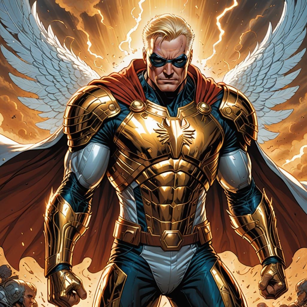 Heroic Marvel Superhero in Vibrant Comic Book Style