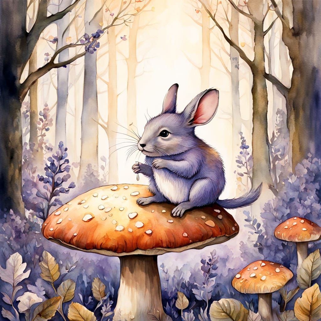 Whimsical Forest Creature in Watercolor Style