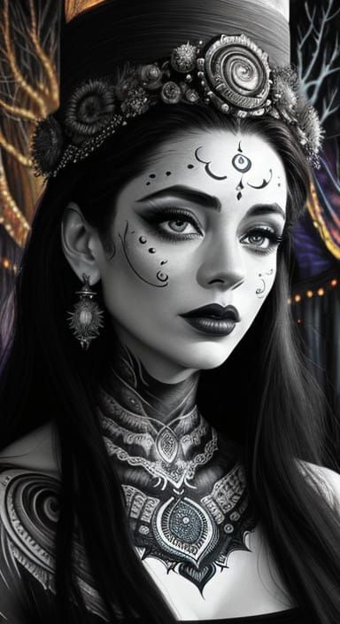 Mystical Portrait of a Woman in Intricate Adornments