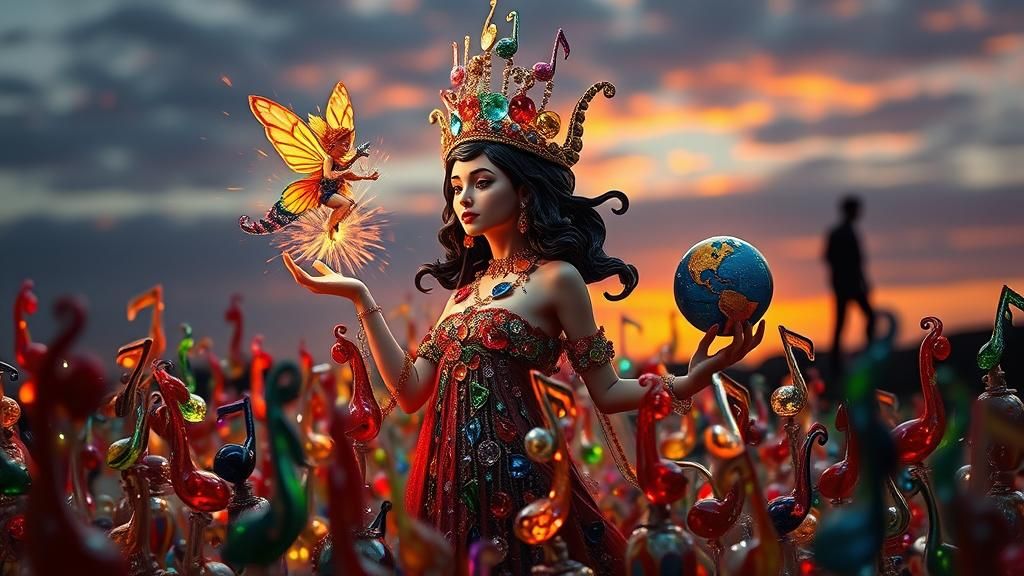 Enameled Glass Music Notes in Surreal Bio Art