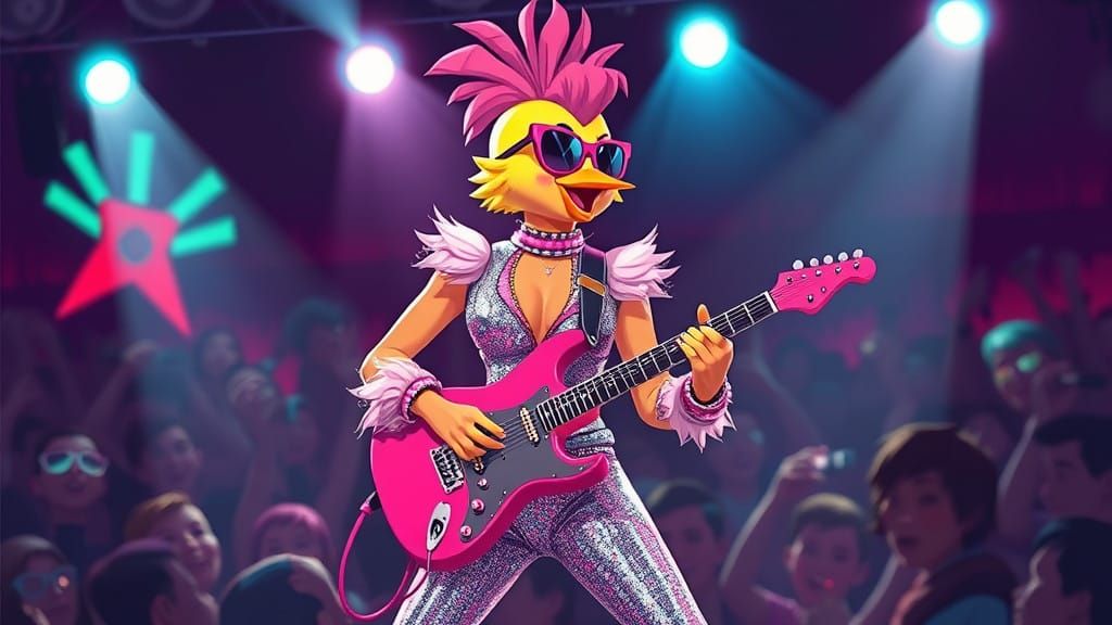 Vibrant Pop-Rock Chick Performs on Stage