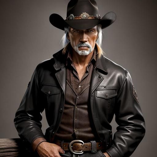 Mysterious Cowboy in Saloon, Brushed Charcoal Style