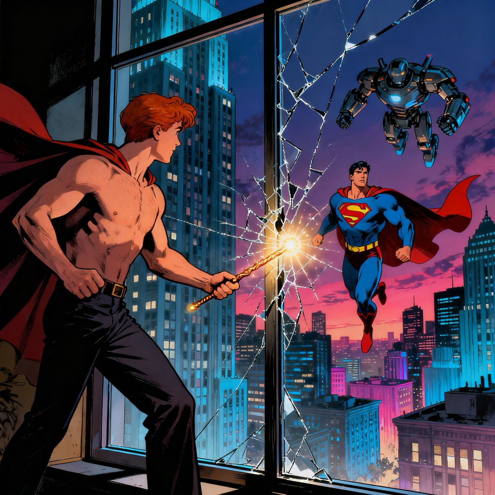 Jimmy Olsen Mends Skyscraper Window After Superman Battle