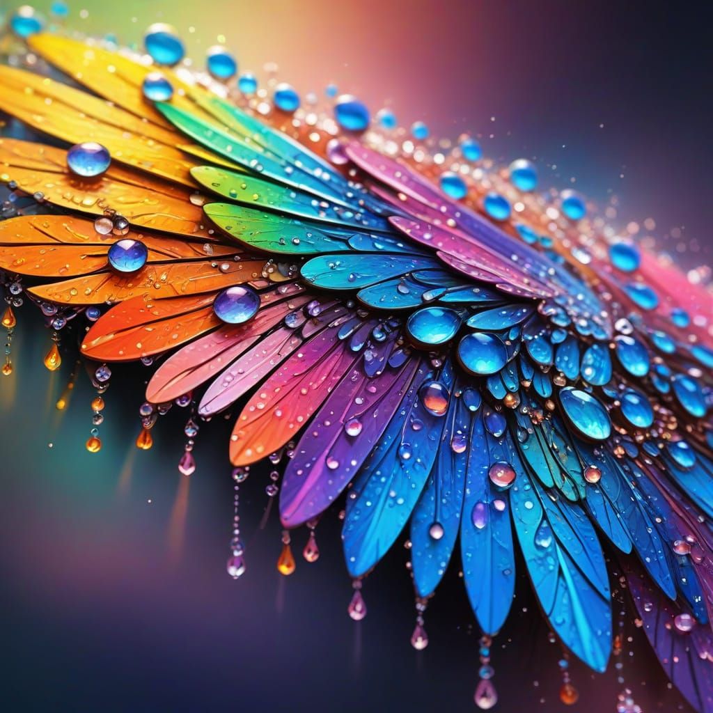 Iridescent Beads on Wings: Macro Photography Concept Art