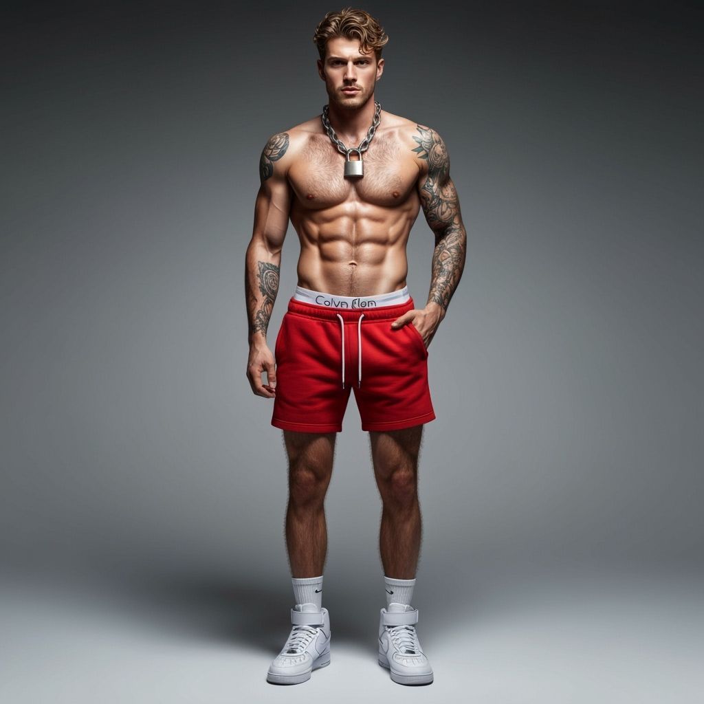 Hyper-Realistic Portrait of Athletic Man with Dramatic Light...