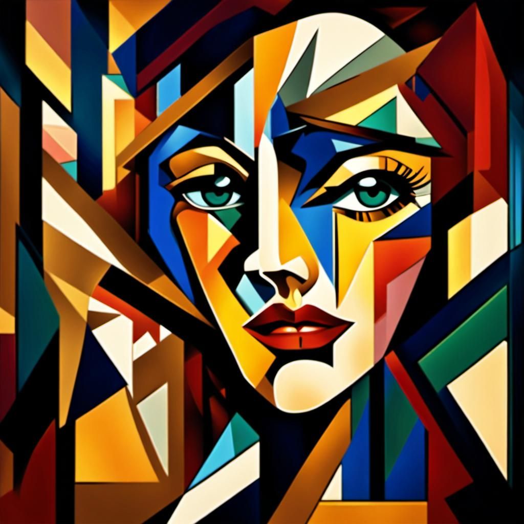 Cubist Woman in Art Deco Room