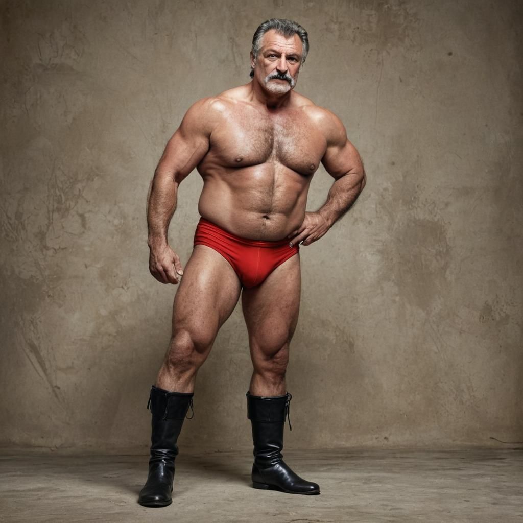 Powerful Romanian Wrestler Portrait in Golden Light