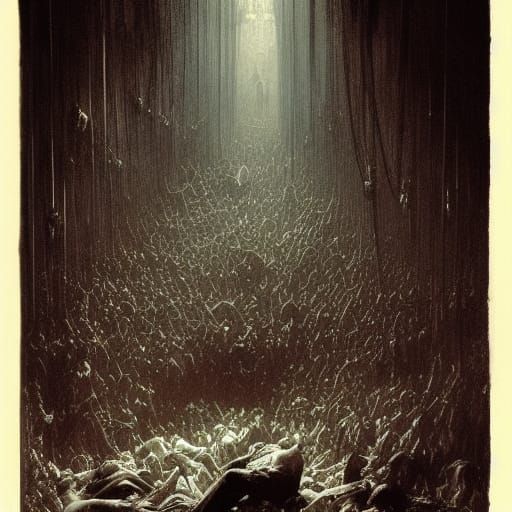 Horrific Pile of Feet in Gustave Doré Style