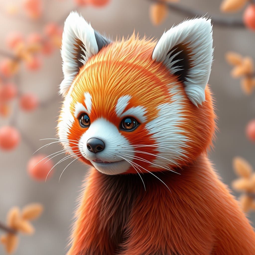 Vibrant Red Panda in 3D Anime Style
