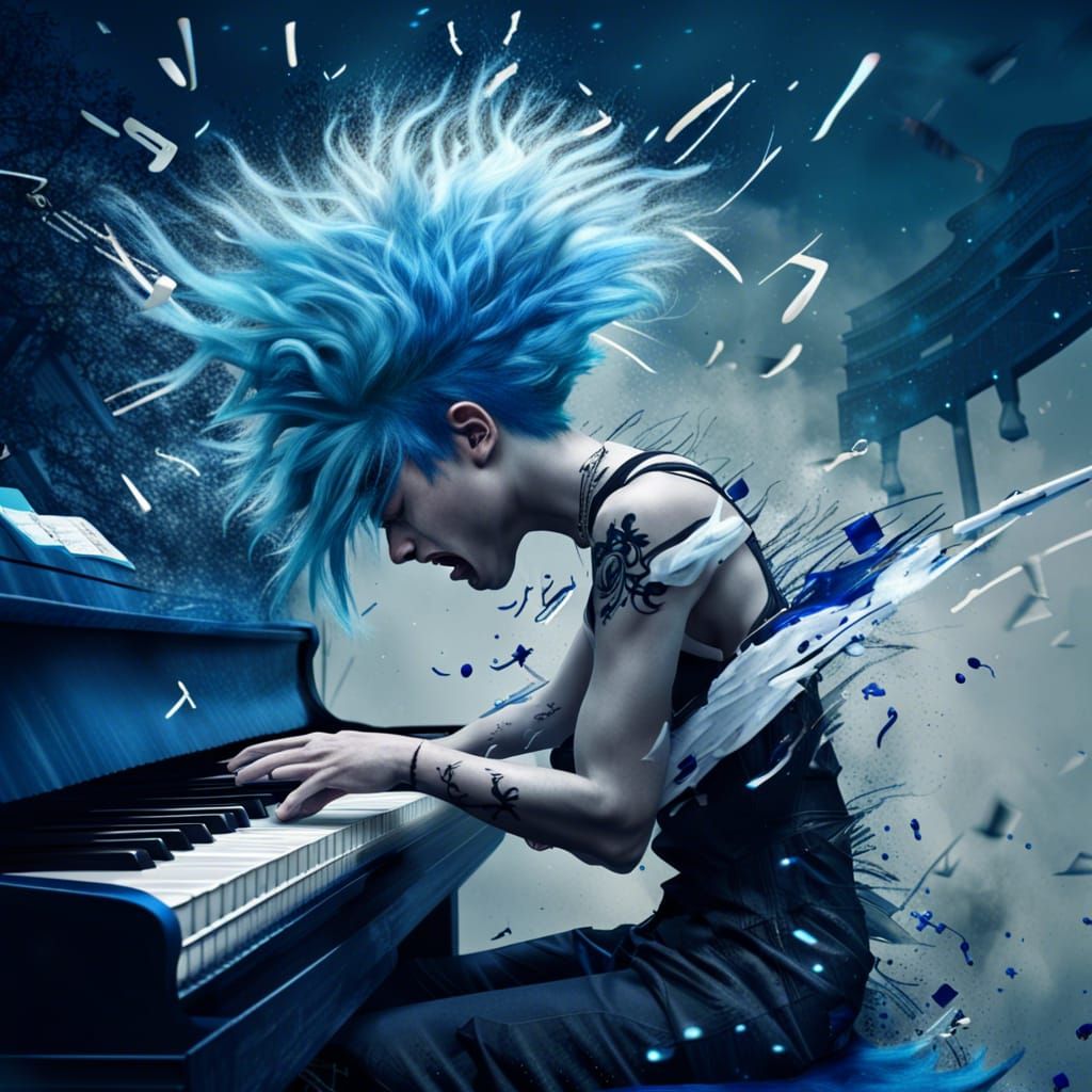 Piano Player's Despair: A Detailed Matte Painting