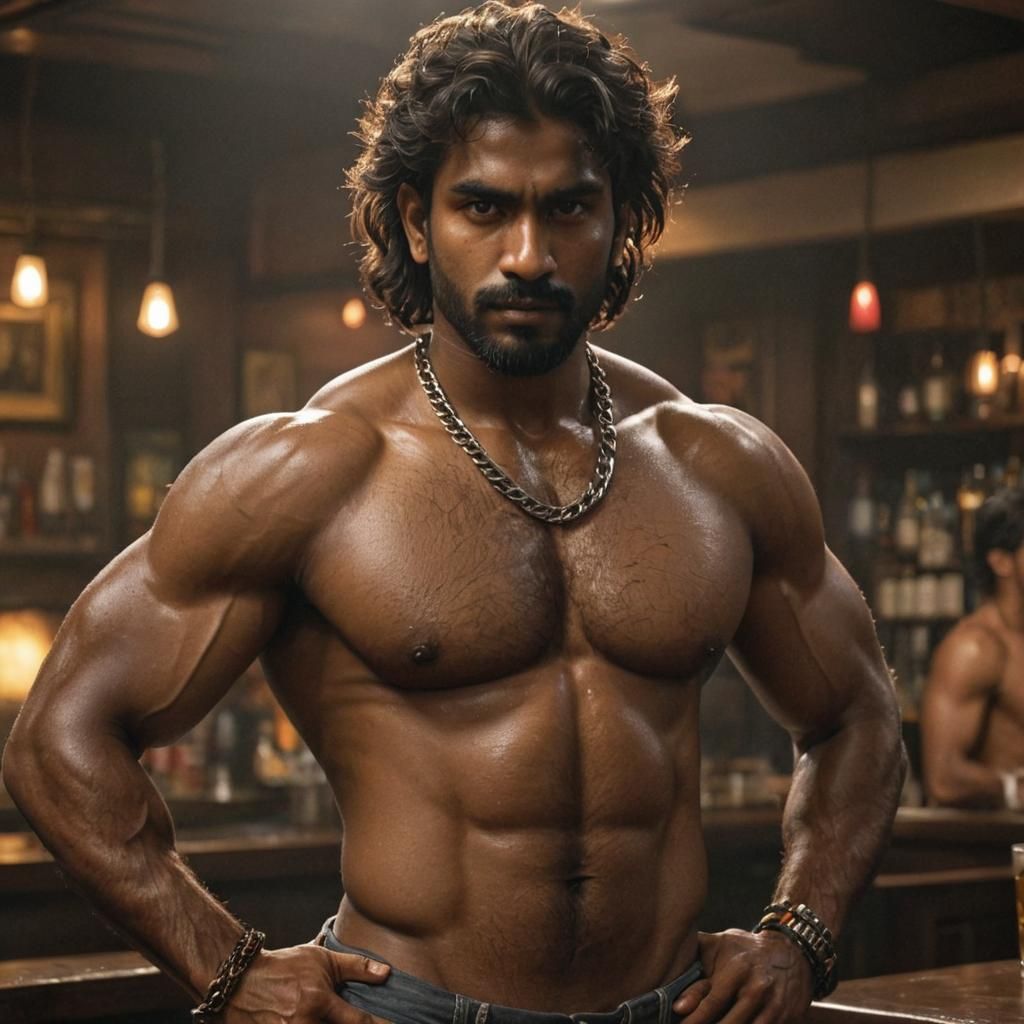 South Indian Man Shows Physique in Hyperrealistic Art