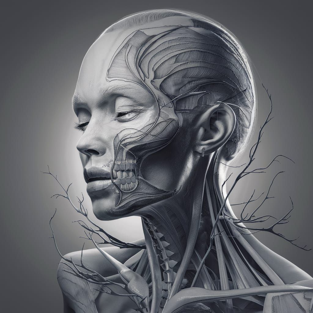 Detailed Pencil Sketch of Temporomandibular Joint Disorders