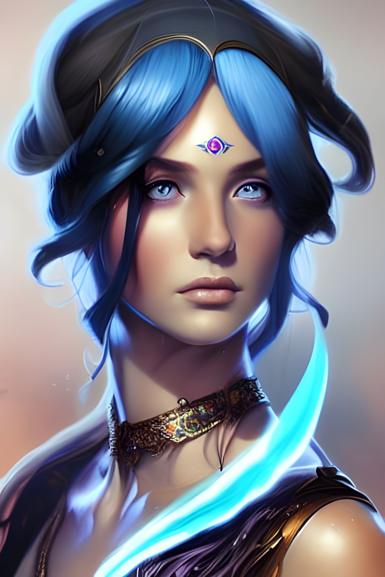 Sorceress Portrait in Detailed Fantasy Art Style