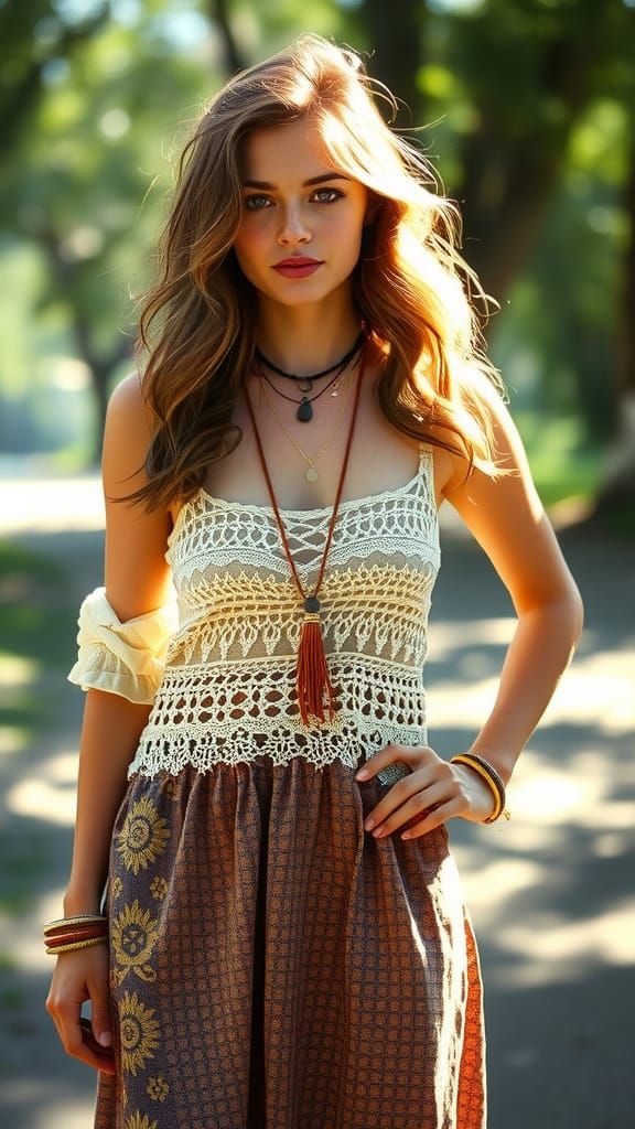 Ethereal Bohemian Portrait in Warm, Vintage Light