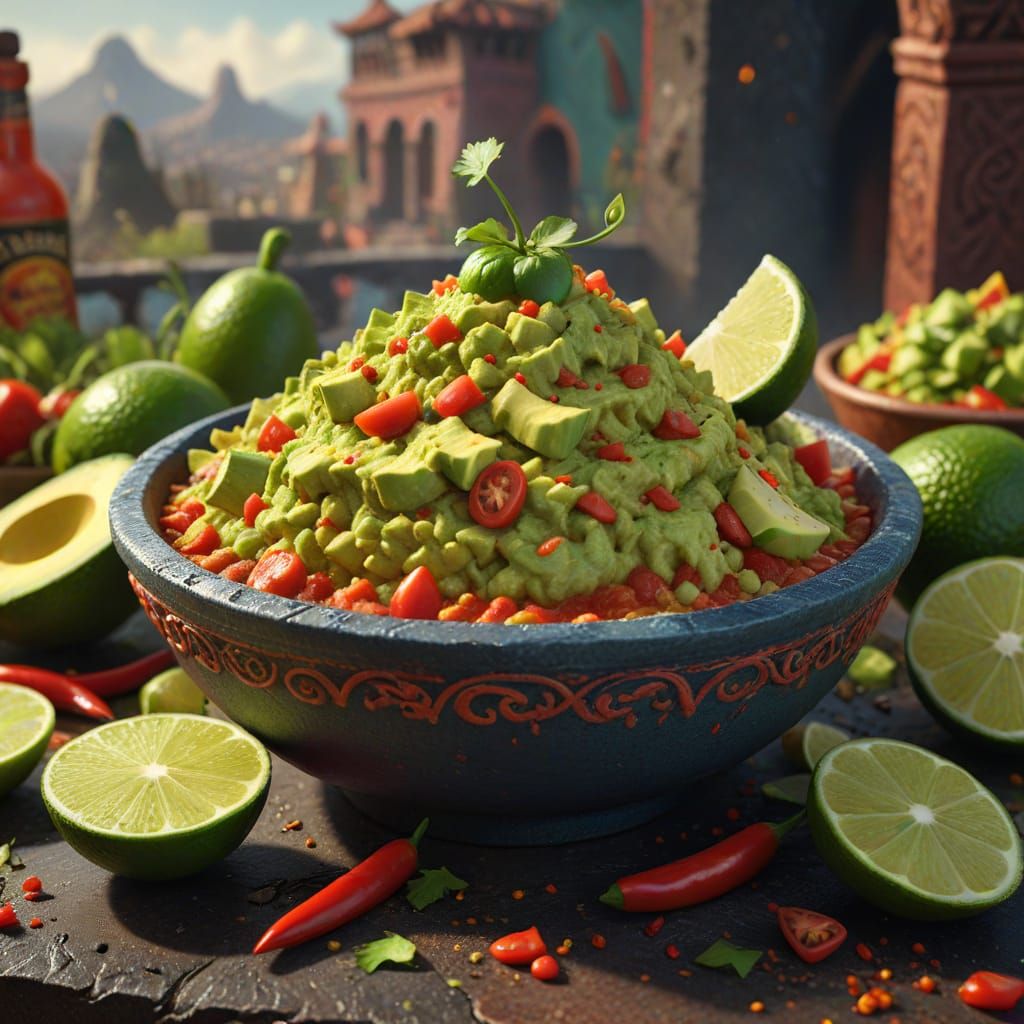 Spicy Guacamole Day in Fantastical Matte Painting Style