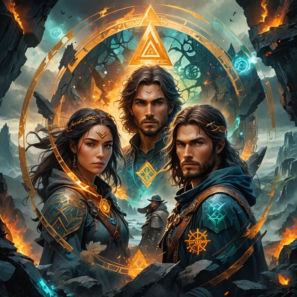 Fantasy Adventurers Portrait with Glowing Runes