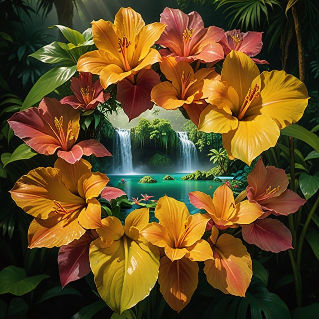 Hidden Waterfall Paradise: Lush Foliage & Crystal Lagoon