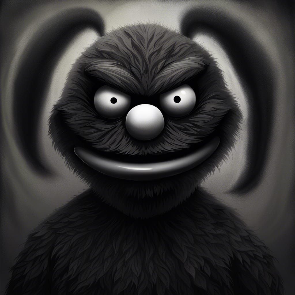 Evil Elmo: A Dark Monochrome Portrait