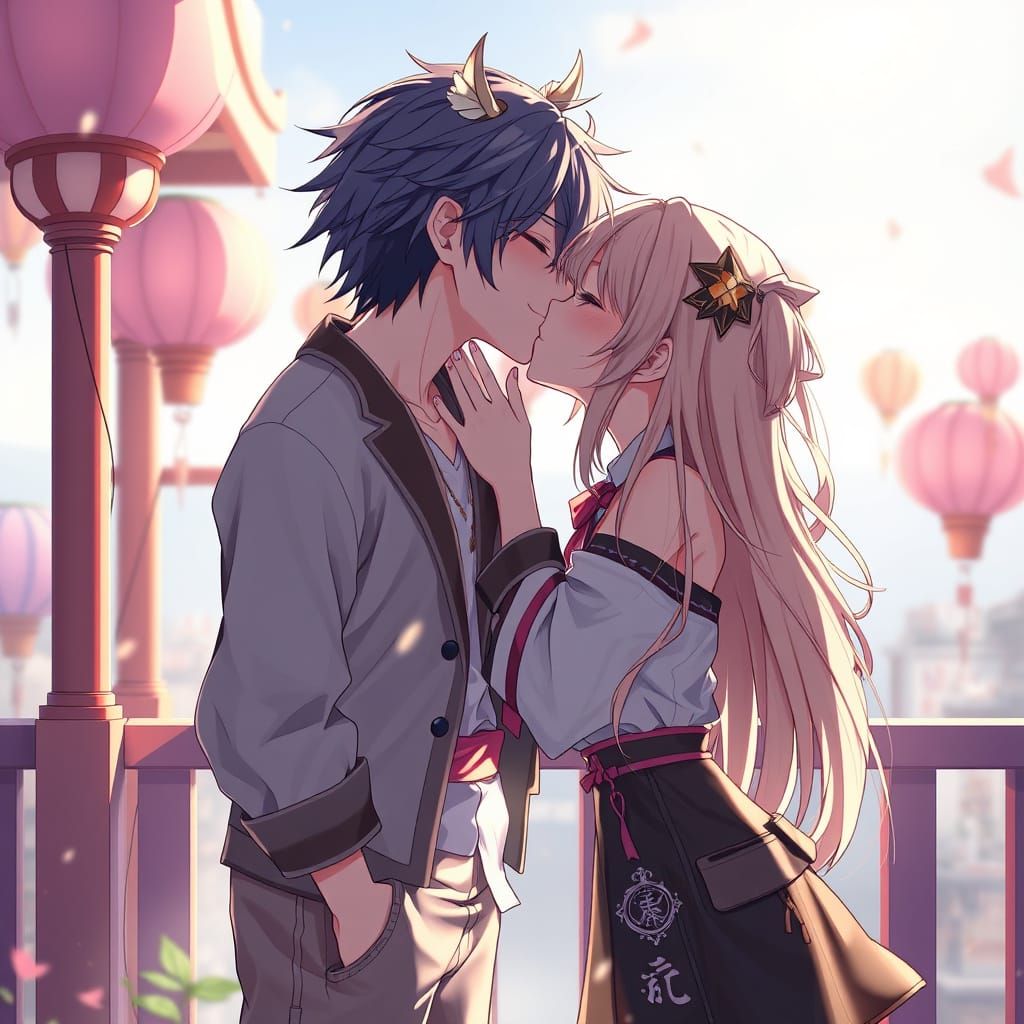 Romantic Anime Kissing Scene in 8K Resolution
