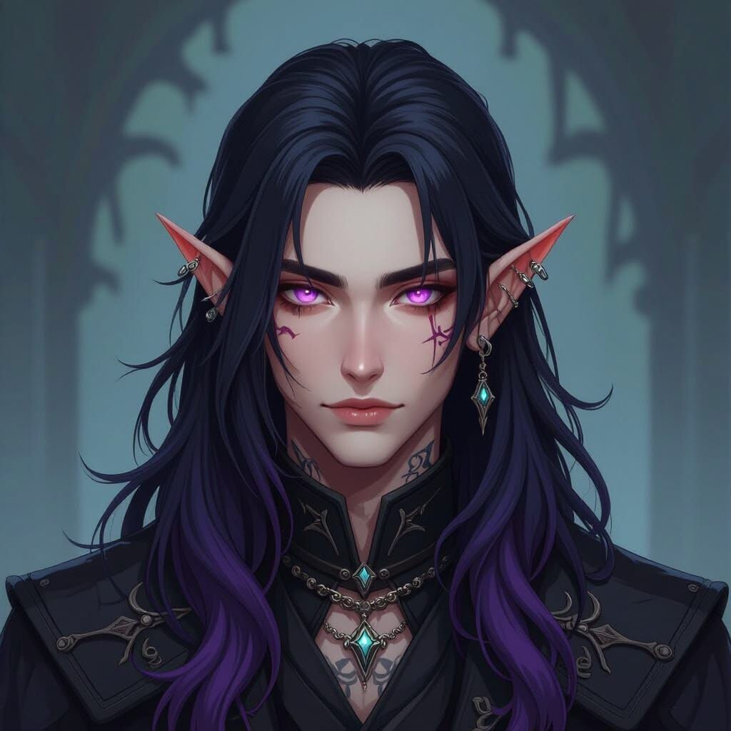 Shadar-Kai Warlock in Black Armor with Raven Feathers