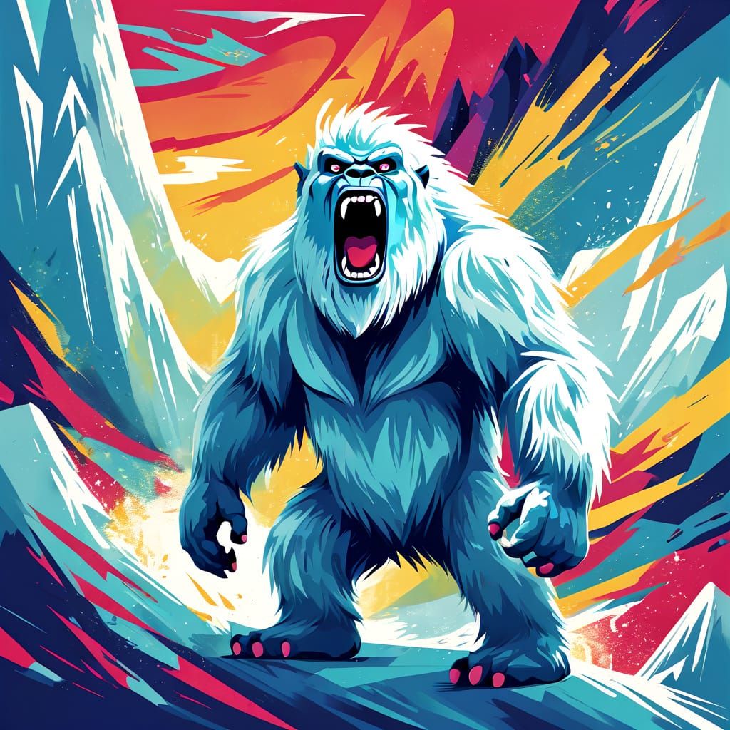 Abstract Yelling Yeti Illustration