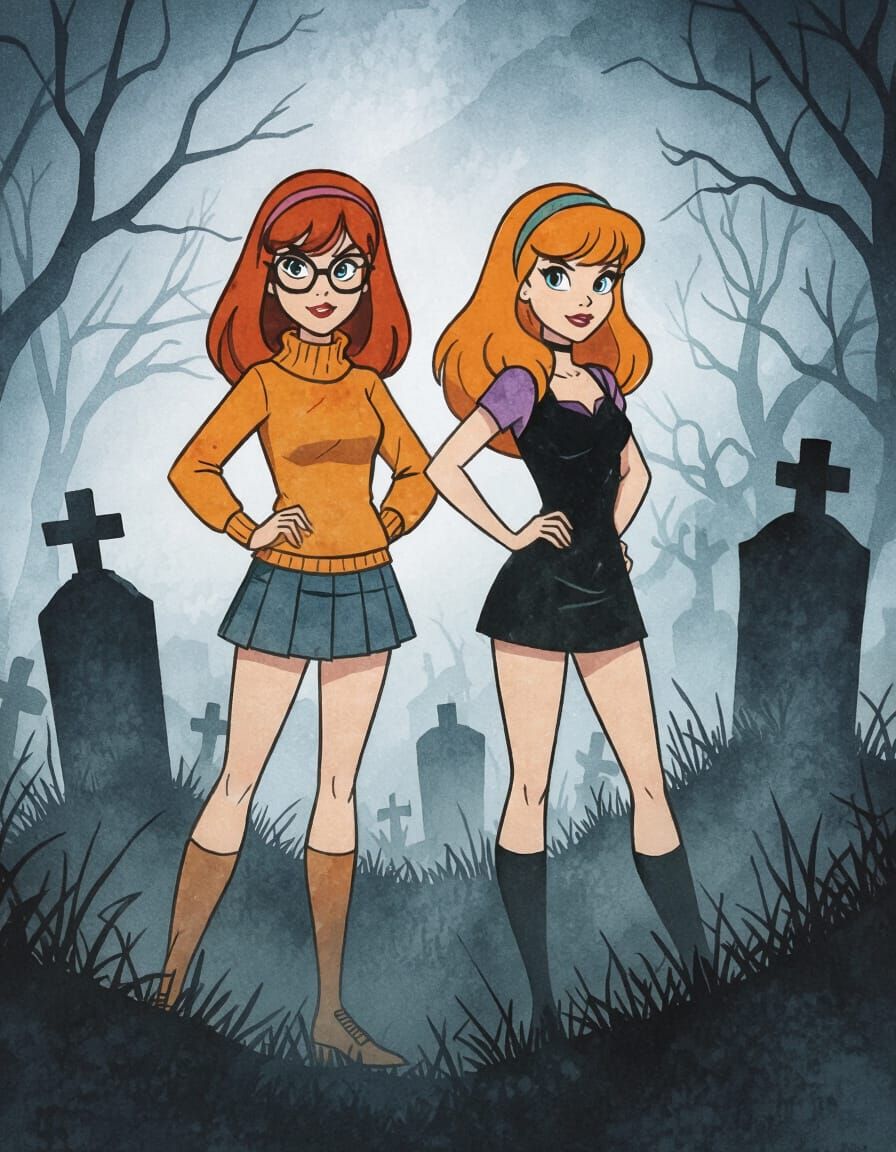 Scooby Doo Duo in Haunted Graveyard Double Exposure
