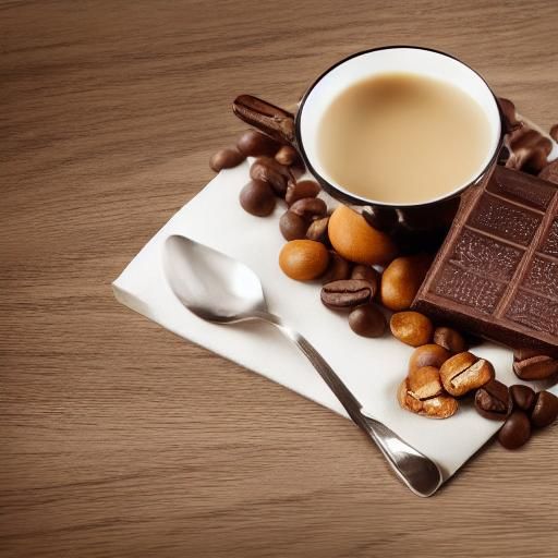 Steaming Cup of Coffee and Rich Chocolate on Wooden Table