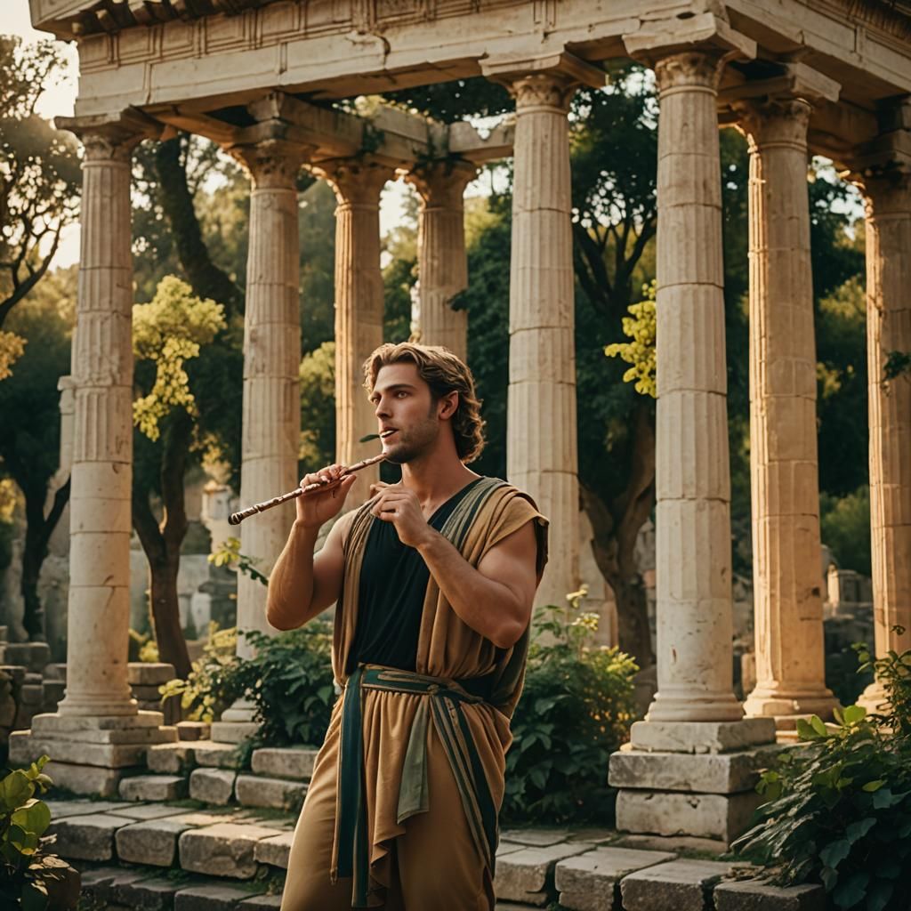 Faun's Golden Hour Serenade at Greek Temple