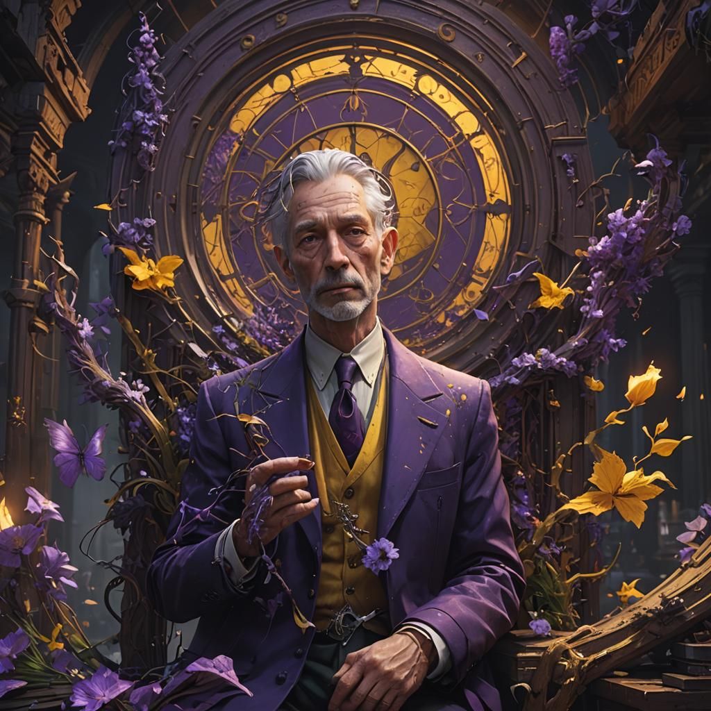 Dark Fantasy Masterpiece in Purple and Yellow