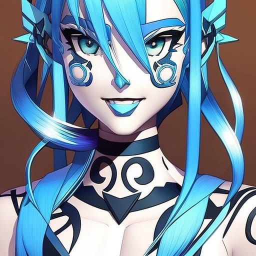 Blue Alyssa in Anime Pop Art Style