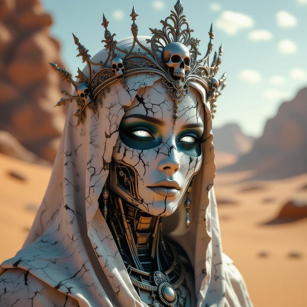 Stone Prophetess with Astral Glow and Cosmic Crown